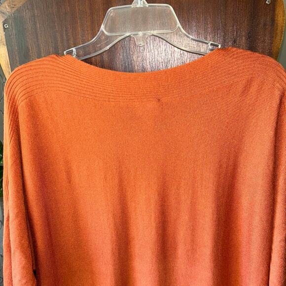 New Chicos Womens Rust Orange Sweater Sz 2 Large 3/4 Sleeve Pullover Sweater - Picture 6 of 10